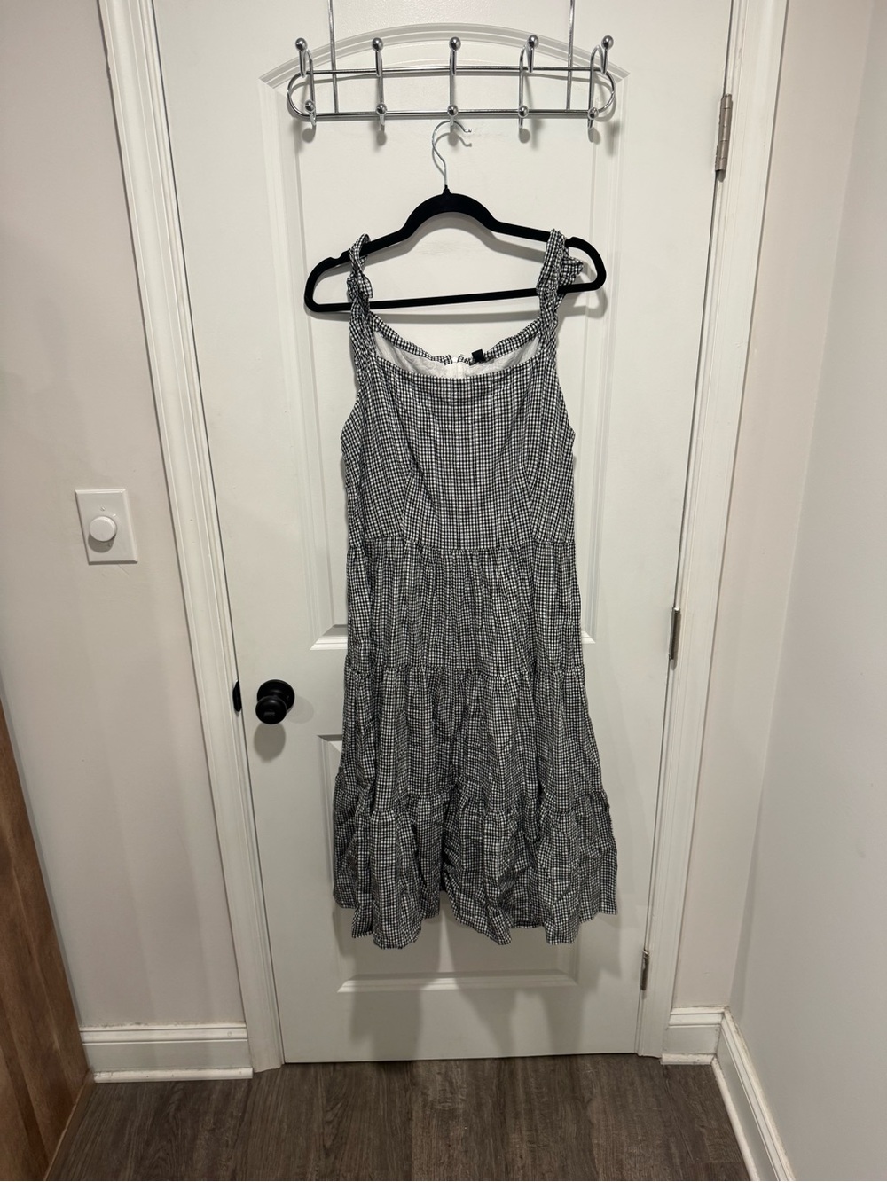 Ann Taylor Factory Black and White Gingham Tiered Midi Sundress